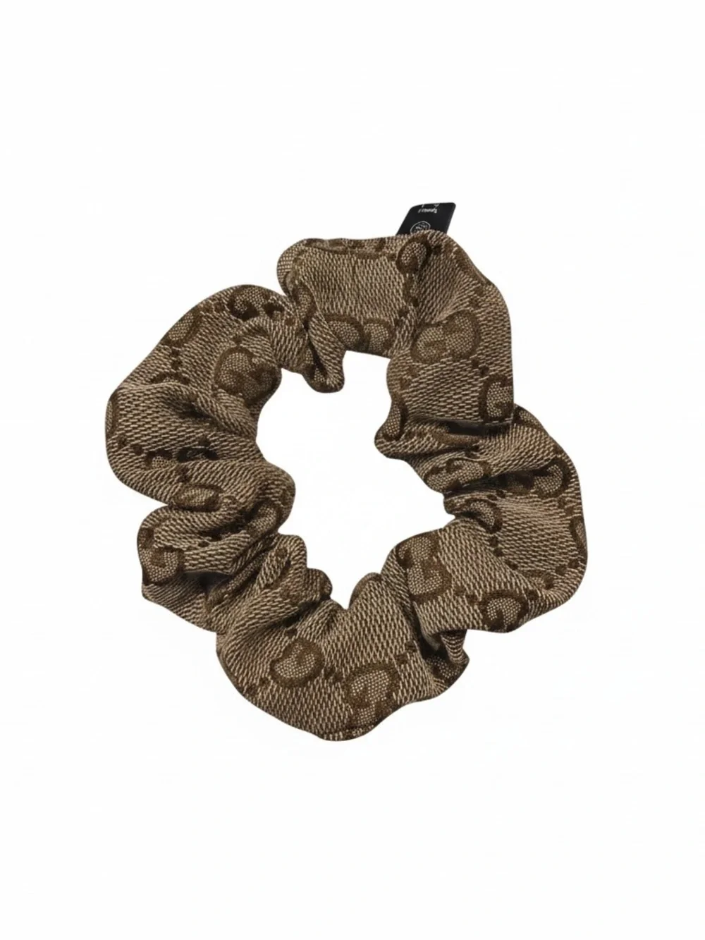Brown Patterned Women's Hair Scrunchie with Luxury Monogram